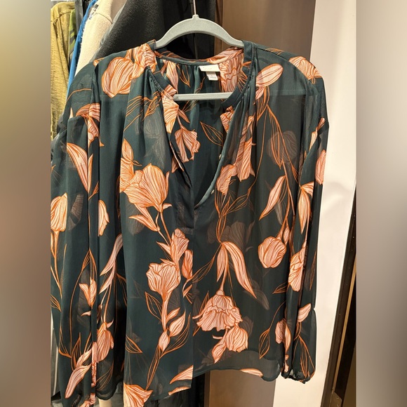 a new day Black green and Orange Floral Blouse - Picture 2 of 4